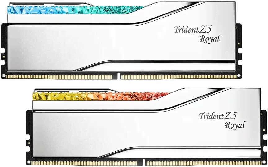 G.SKILL Trident Z5 Royal 64 ГБ (2x32 ГБ) DDR5 двухканальная память для настольных ПК, скорость памяти 6400 МТ/с, задержка CL32-39-39-102, напряжение 1